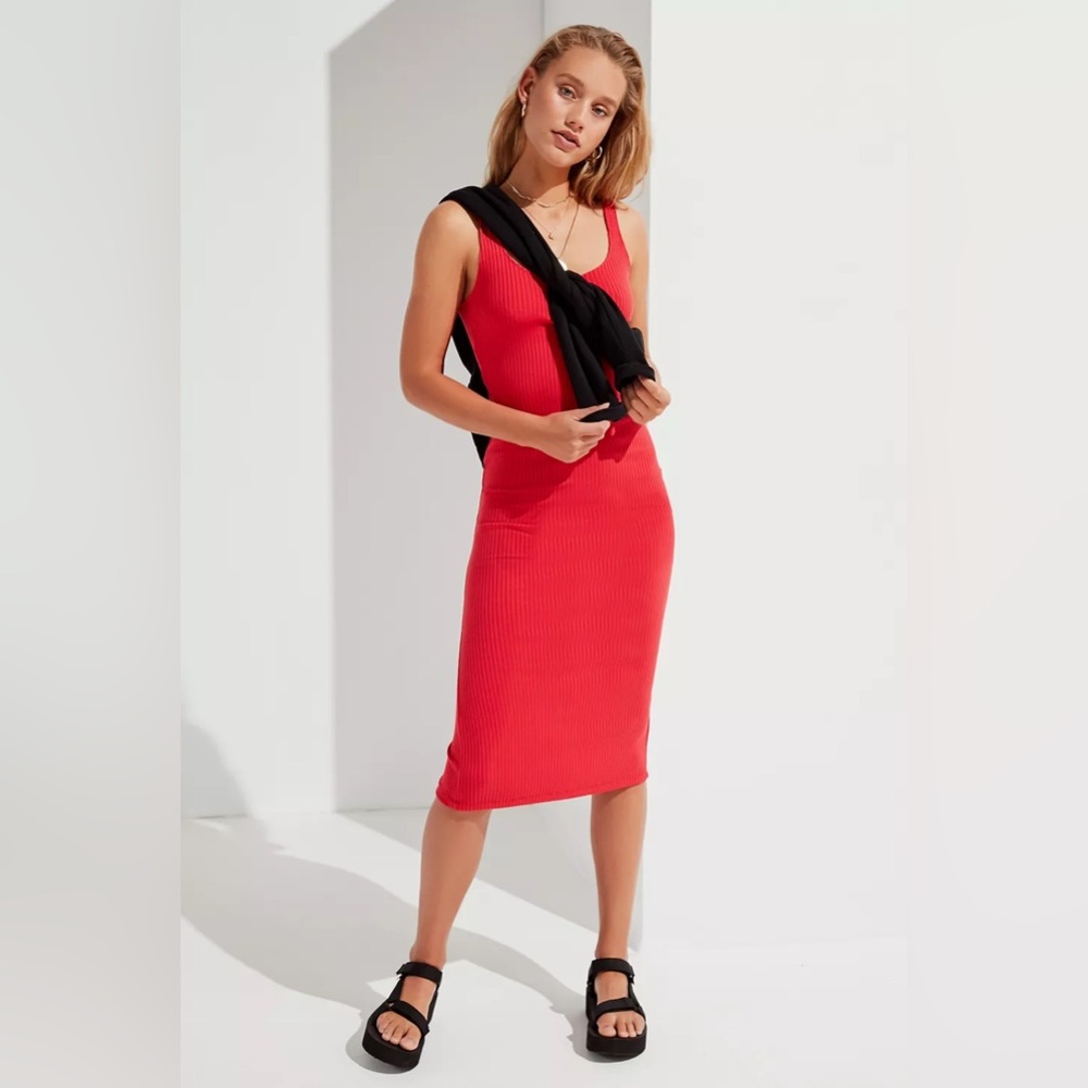 NWT Urban Outfitters Bella Ribbed Bodycon Midi Dress